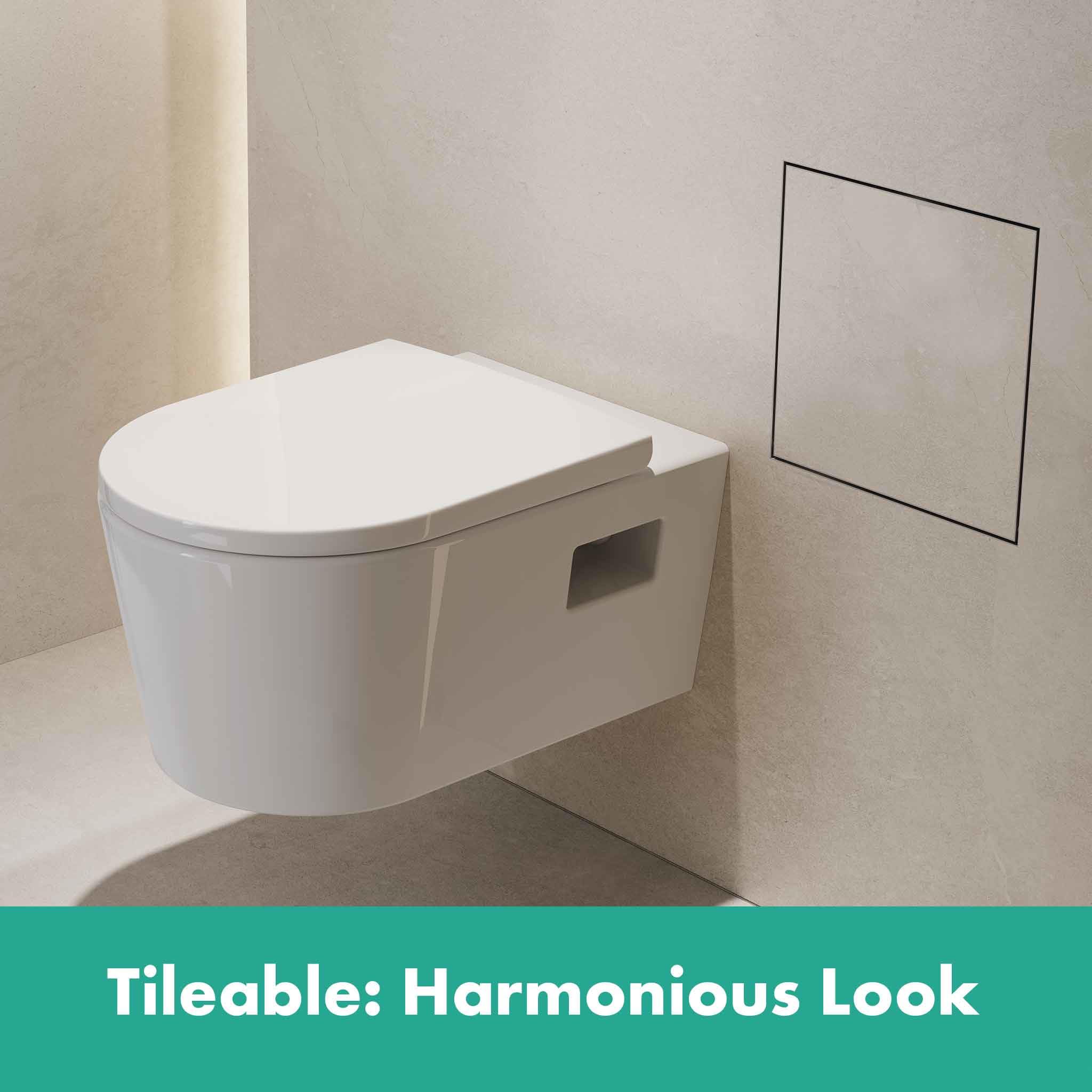 hansgrohe XtraStoris Rock - Poubelle salle de bain encastrée avec porte carrelée, Niche murale 300 x 300 x 100 mm, Poubelle WC, Accessoires salle de bain, Blanc mat, 56089700