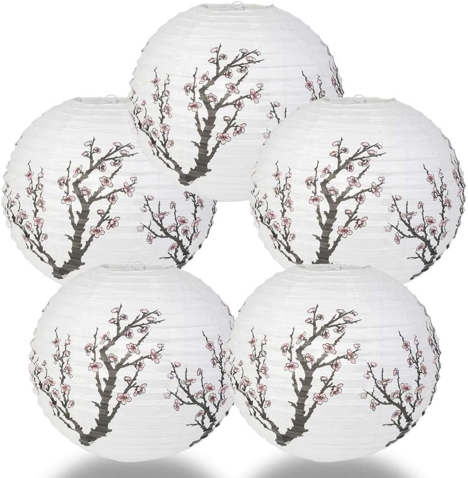 PaperLanternStore.com 14 Inch Japanese Plum Tree Cherry Blossom Paper Lantern (Single)