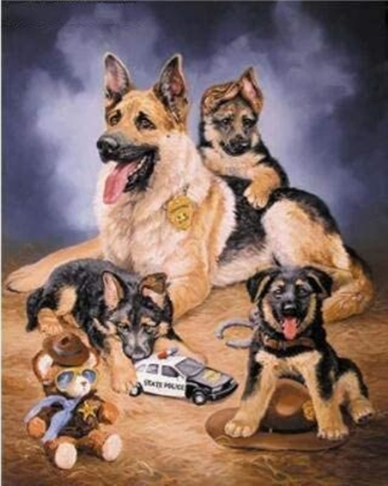 Vimisa Clear 5D Diamond Painting Kits For Adults,Four German Shepherds Full Drill Crystal Rhinestone Diamond Art Gem Painting，Diamond Painting Animals For Home Wall Decor