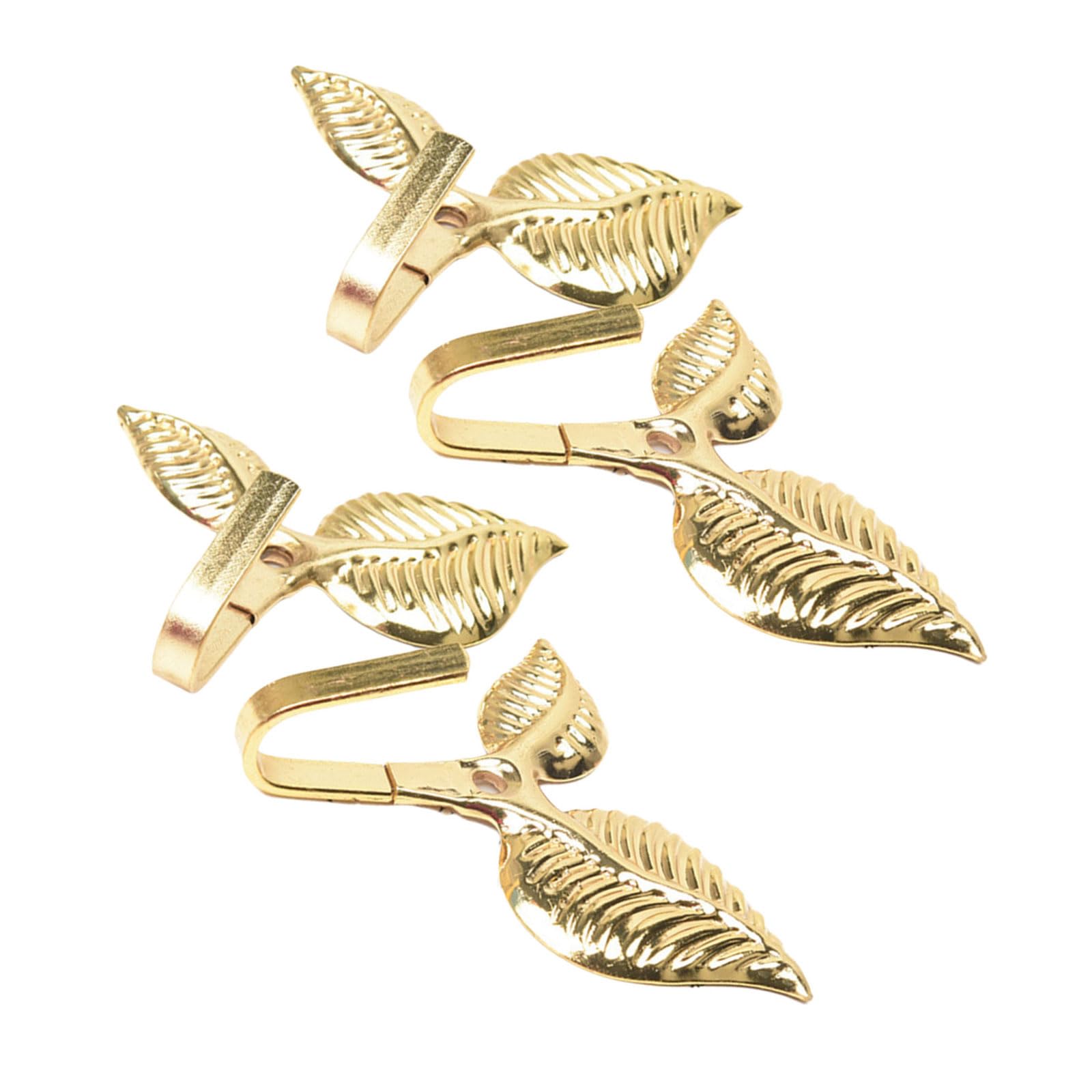Maxtonser 4pcs Curtain Tieback Hooks, Vintage Leaf-shape Curtain Holdbacks Hooks Wall Mounted Drapery Tieback Towel Hook Hanger