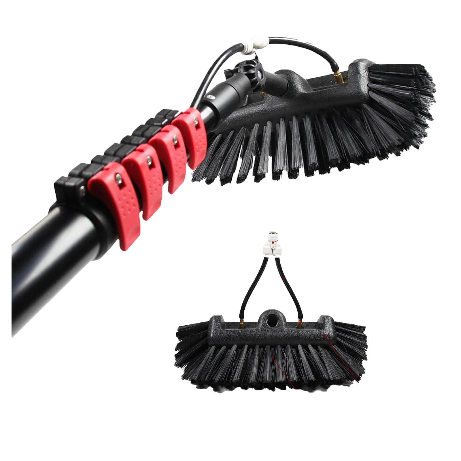 Cepillo Limpiacristales con Manguera De Agua Kit De Limpieza De Paneles Solares con BastóN Extensible Kit De Limpieza De Ventanas Altas BastóN TelescóPico De 3.6m-10.8m,6m