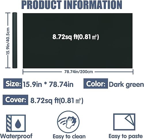 Miniatura 5 de WADILE - Papel pintado despegar y pegar 15.9 x 78.7 pulgadas, papel de contacto extraíble para armariosencimeras impermeable, papel de pared para