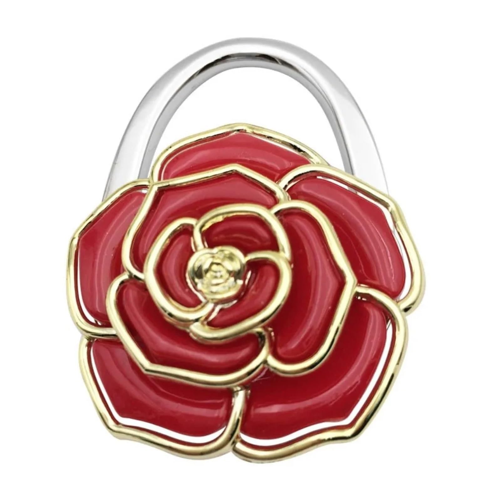 WWYYZAYC Rose Handbag Hook Golden-Edged Creative Purse for Women Portable Briefcase Hanger(Red)