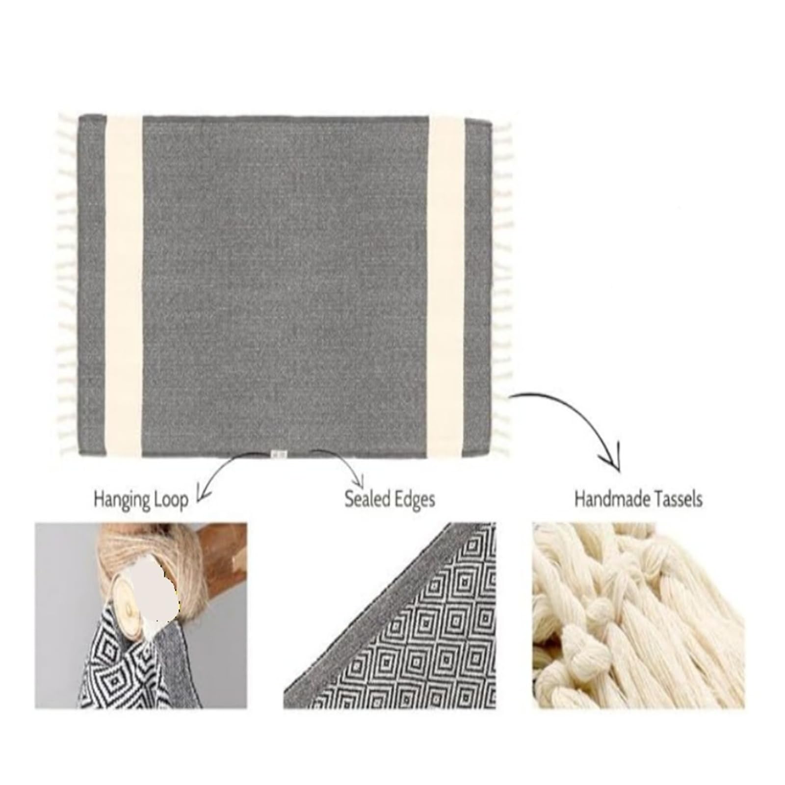 Generico Serviette de plage en coton turc extra large - Serviette de bain Boho à séchage rapide(Purple)