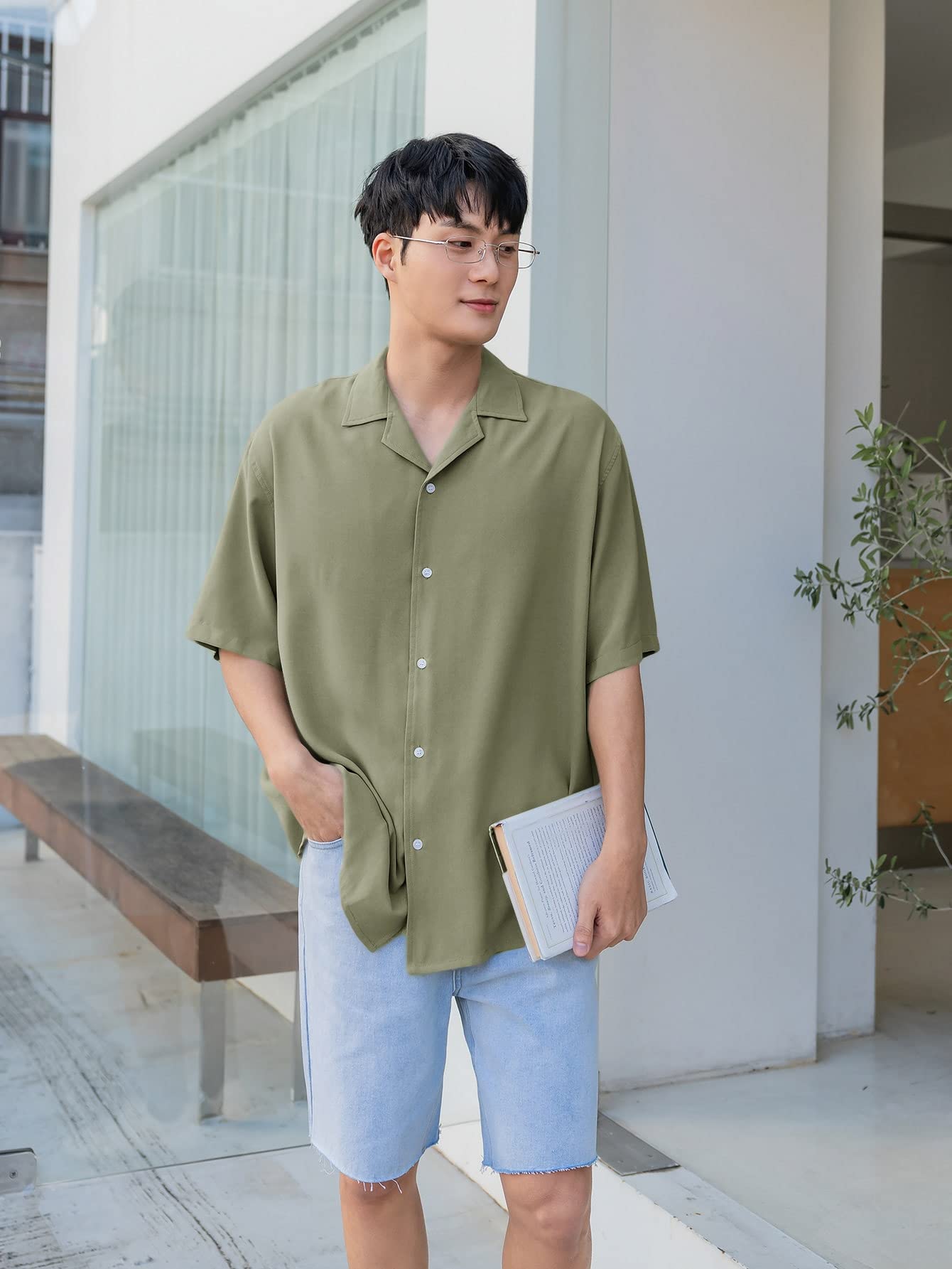 drop shoulder dress shirt DEOTSY Man Dress Shirt Men Drop Shoulder Solid Shirt (Color : Mint Green,  Size : L) : Buy Online at Best Price in KSA