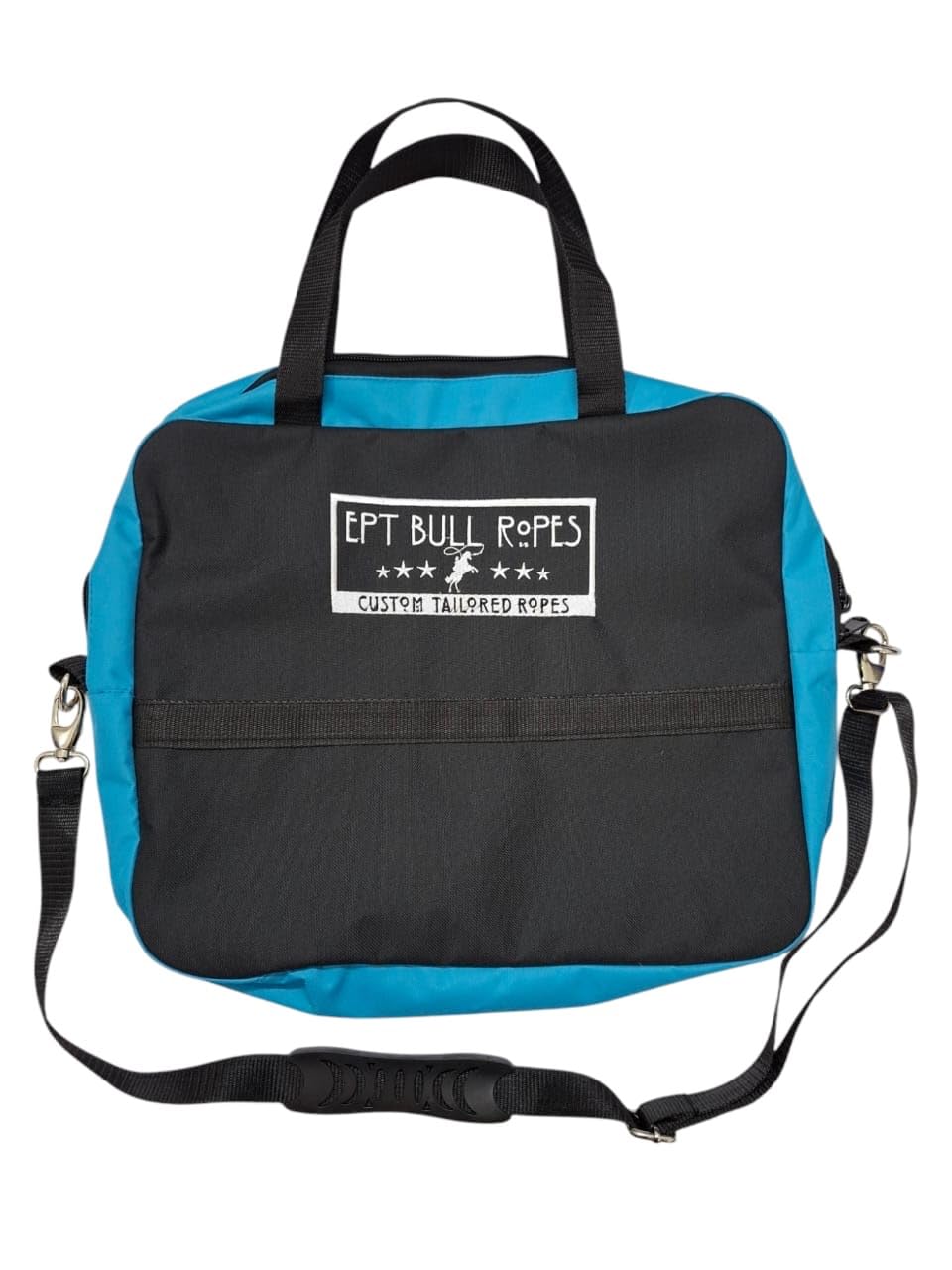 Bull Rope Bag - EPT Brand- Durable Quality 2 Ply Canvas w Optional Shoulder Strap (Black & Turquoise)