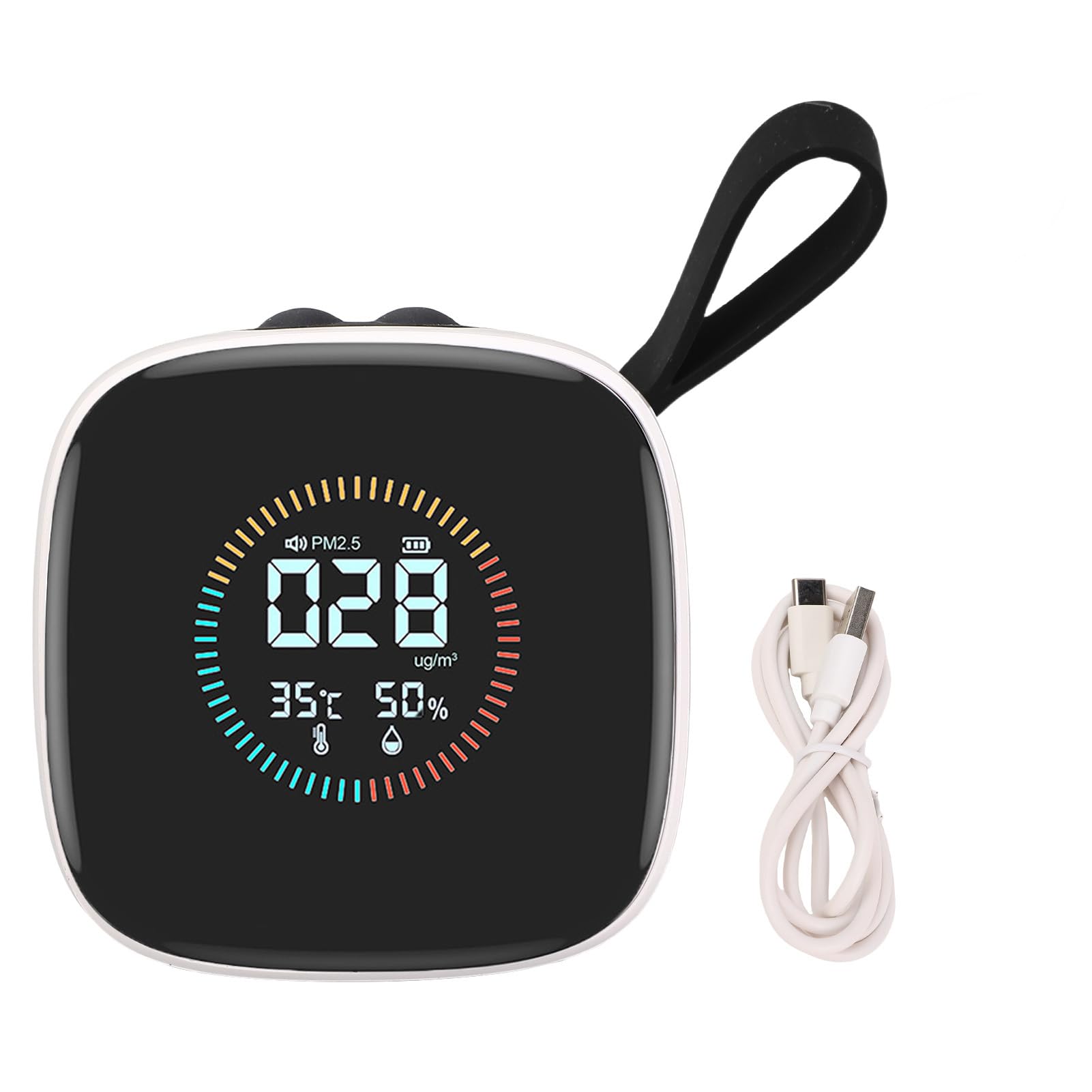 Medidor de Calidad del Aire, Detector de PM2.5 con Sensor de Temperatura y Humedad, Pantalla LCD en Tiempo Real, Portátil para Casa, Oficina, Coche, Recargable