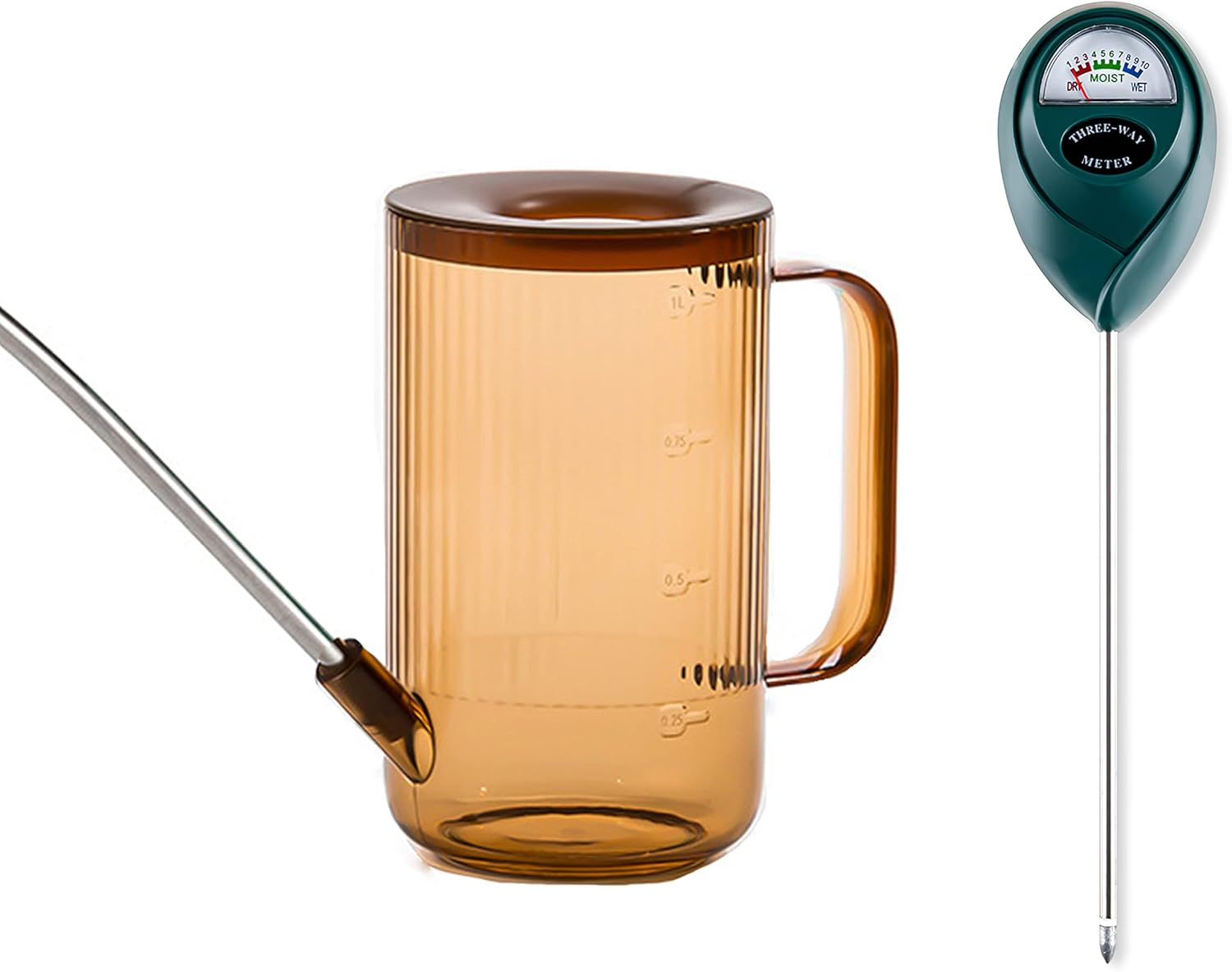 Watering Can for Indoor Plants with Long Spout and Soil Moisture Meter for House Plants