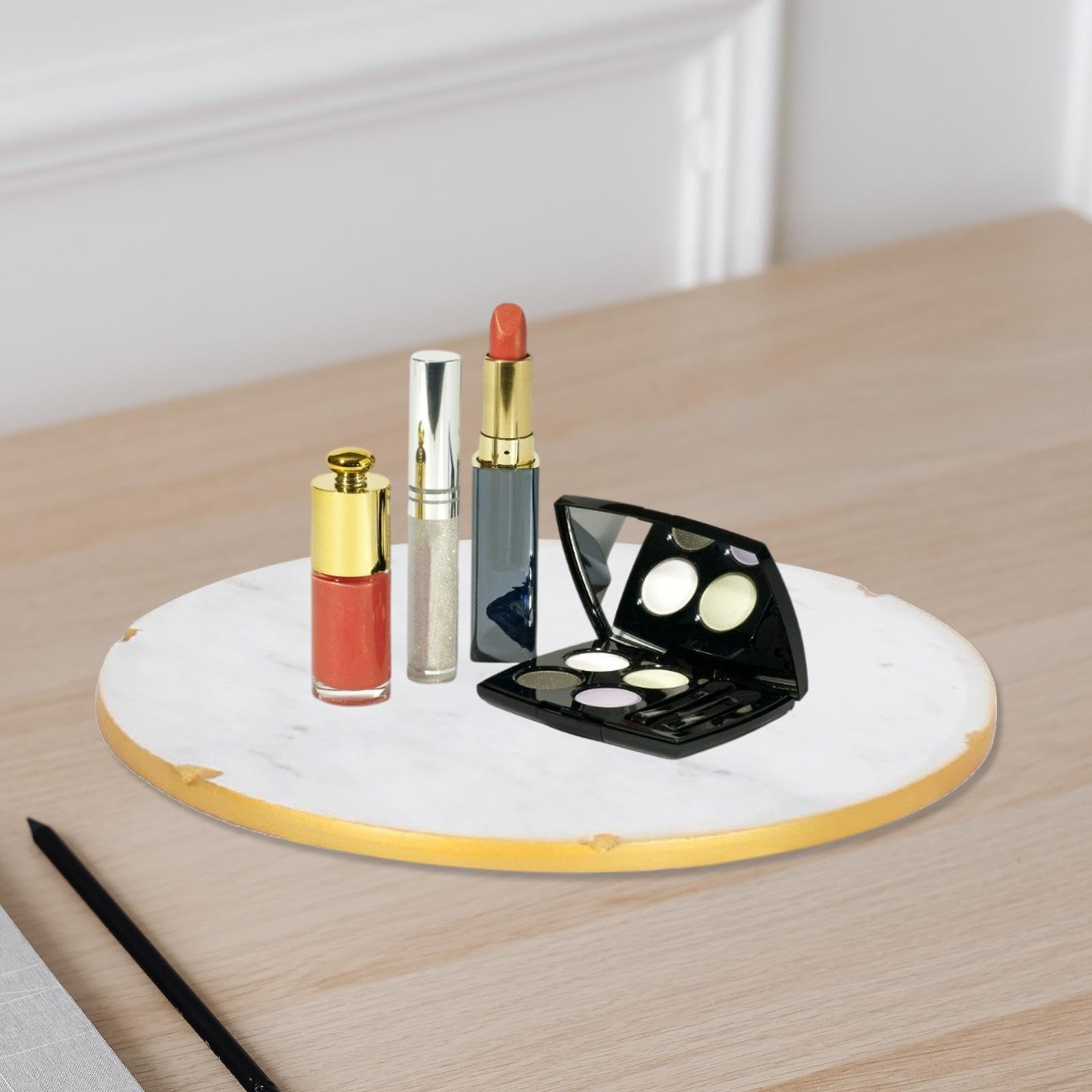 Elegante Marmor Schminkablage für Schmuck und Parfüm, Moderne | Aufbewahrungsmöglichkeit für Make up, dekoratives Badezimmertablett, auch als Schminktisch aus Marmor verwendbar.