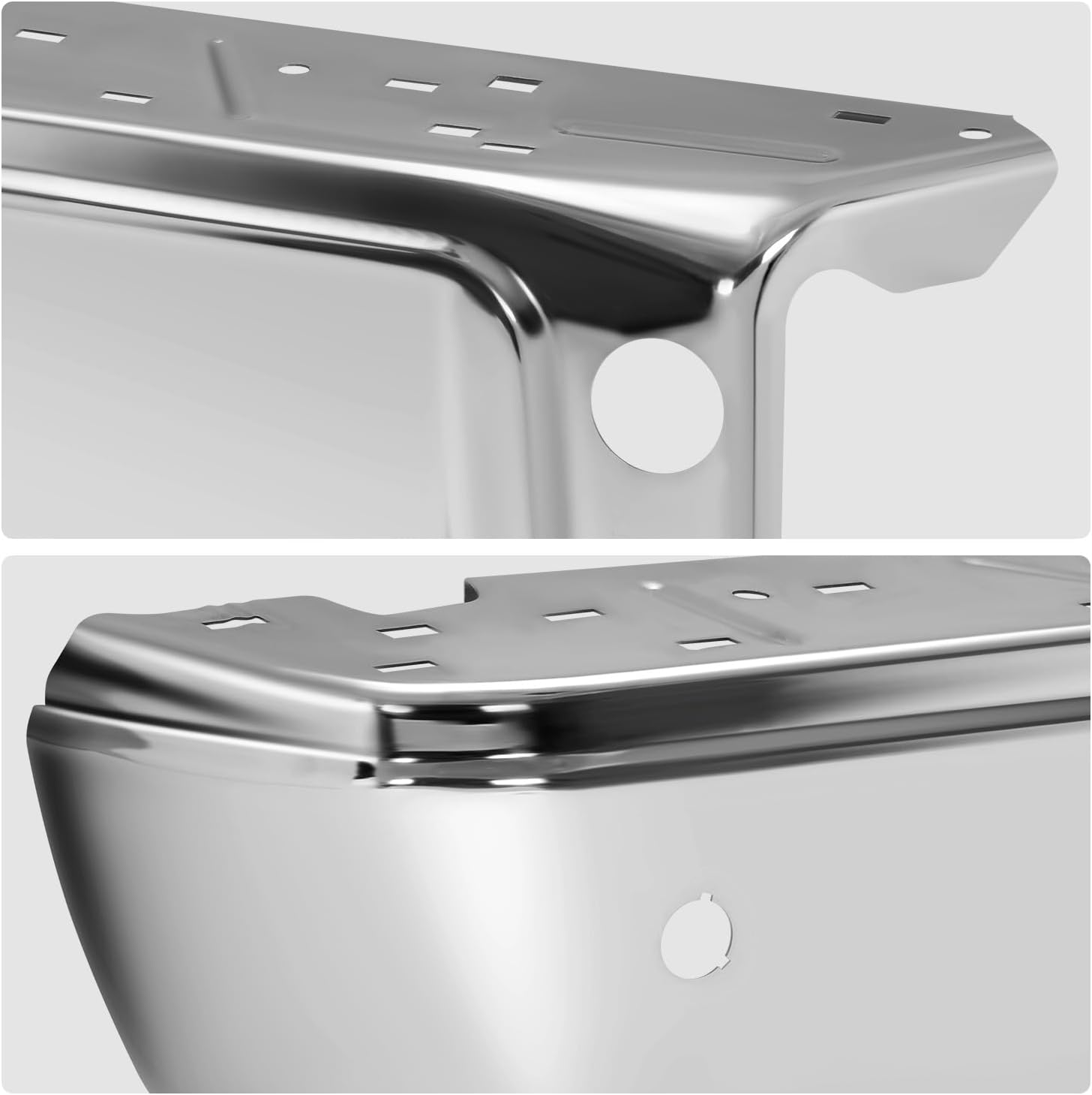 DNA MOTORING Pair of Rear Bumper Ends Compatible With Ford F250 / F350 / F450 SD 2008-2016, With Park Assist, FO1104121, Chrome, BUMP-R-F45008-C-02-CH-L