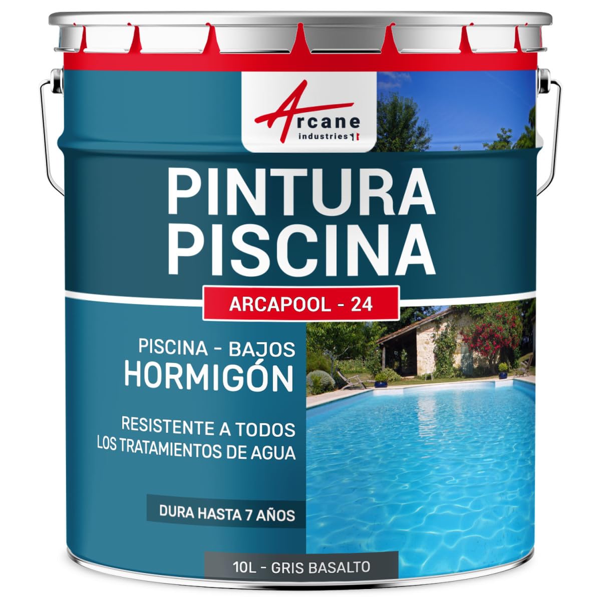 ARCANE INDUSTRIES Pinturas impermeabilizantes para piscinas - ARCAPOOL - 10 L Gris Basalto - RAL 7012