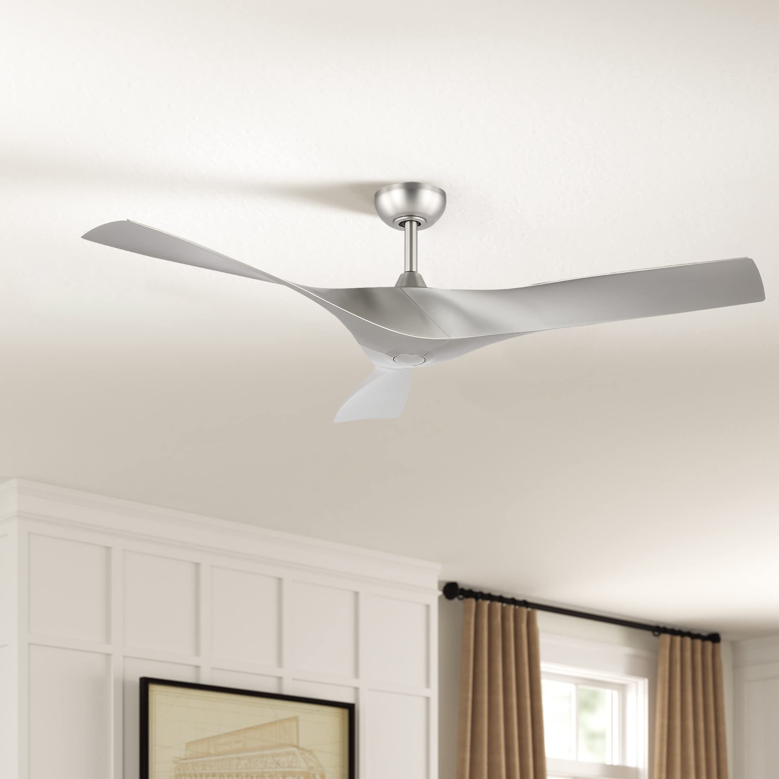 Buy WINGBO 52" DC Ceiling Fan without Lights, Brushed Nickel Ceiling