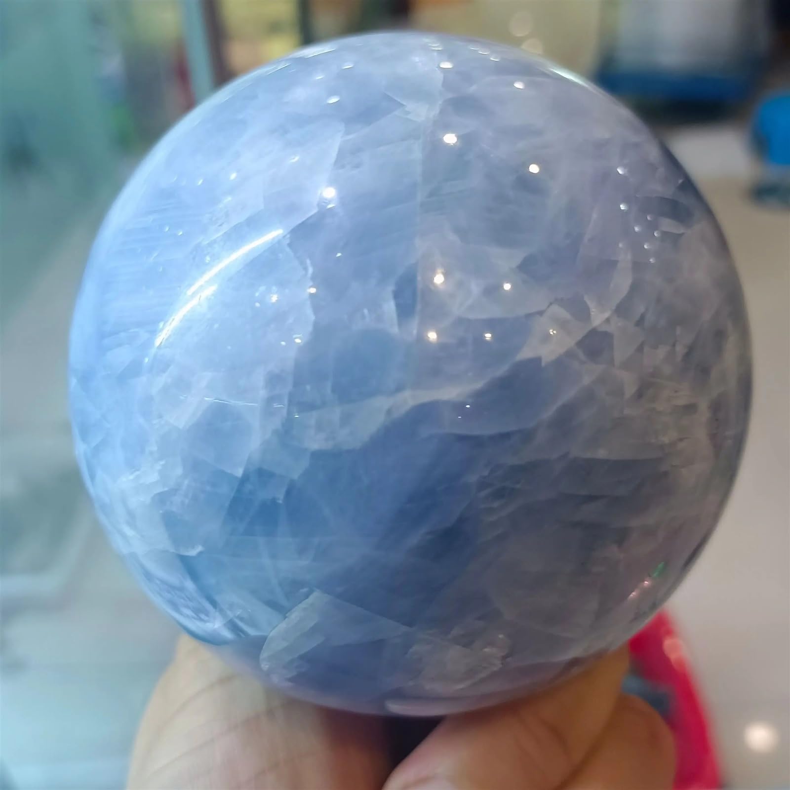 ICXLPMC Beautiful Day Bluestone Ball Crystal Home Office Decoration Craft Gifts Ornaments (Size : 70-75mm)