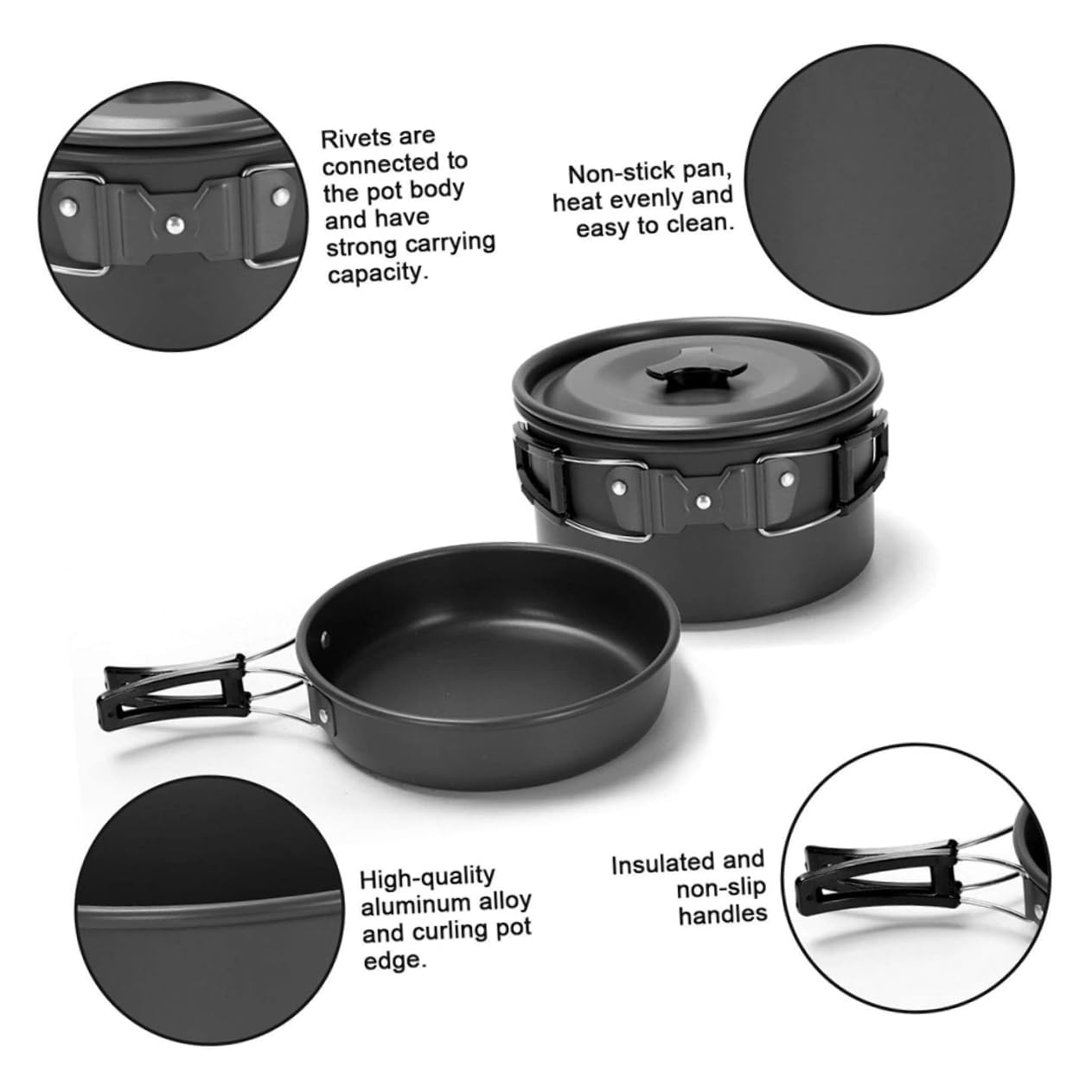 YARNOW Théière Et Casserole Extérieur pour Personnes Ustensiles De Cuisine De Camping Assiette De Pique- Portable