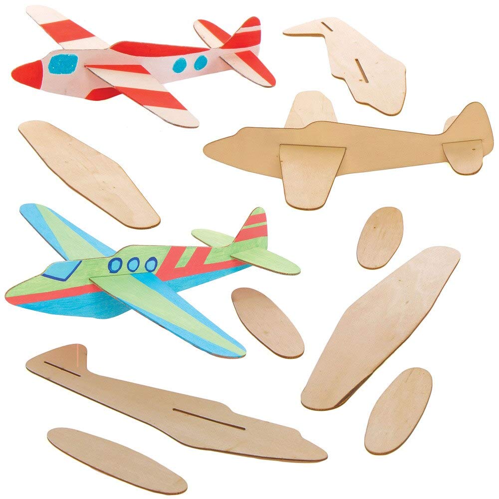 Baker Ross AT808 Wooden Glider Kits - Pack of 8, Arts and Crafts for Kids to Colour in