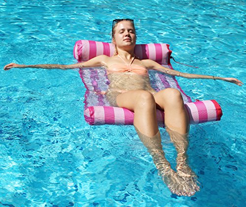 FindUWill 2-Pack Pool Float Hammocks, Multi-Purpose Inflatable Floaties (Saddle, Lounge Chair, Hammock, Drifter), Water Hammock with Removable Pillow, Pool Lounge Floats for Adults (Blue and Rose) - Thumbnail 3