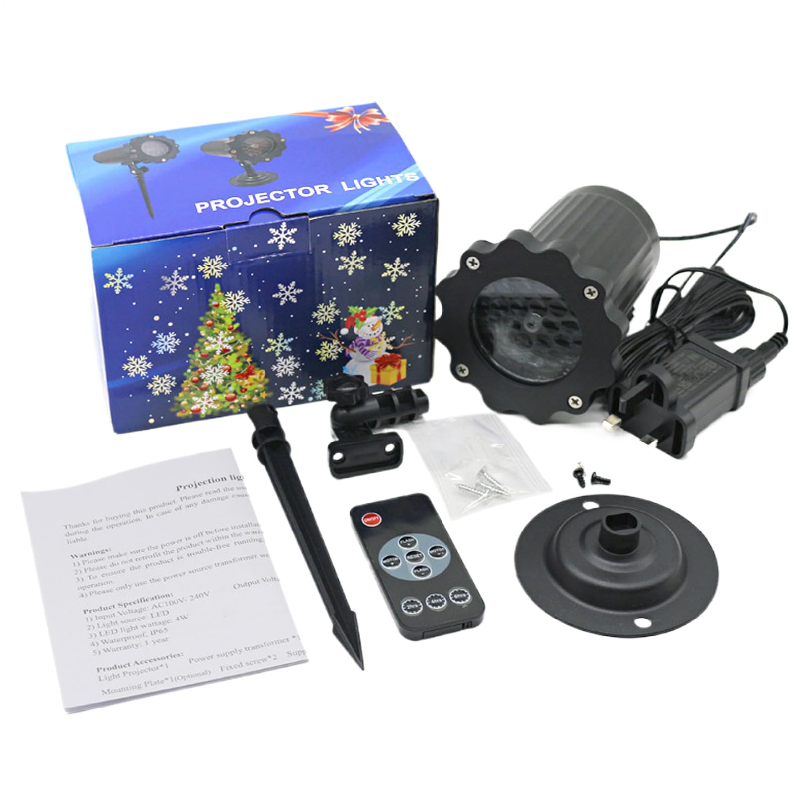 Proyector de nieve Navidad 360° para decorar fachadas sin colgar cables 8