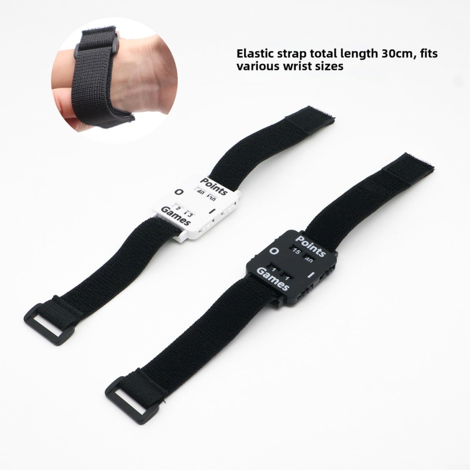 Bracelet réglable pour tennis et sport, compteur d'affichage, sangle en résine, 30x4,5x3 cm, noir