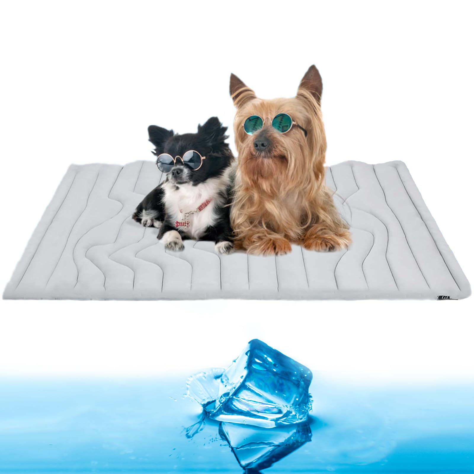 Auto‑Rinfrescante Pet Cooling Mat per Cani Gatti,Tappetino Refrigerante Innovativo,Tappetino Reversibile Lavabile,Senza Ghiaccio né Elettricità,Arc‑Chill Tecnologia, Antiscivolo (Grigio, 150×102cm)