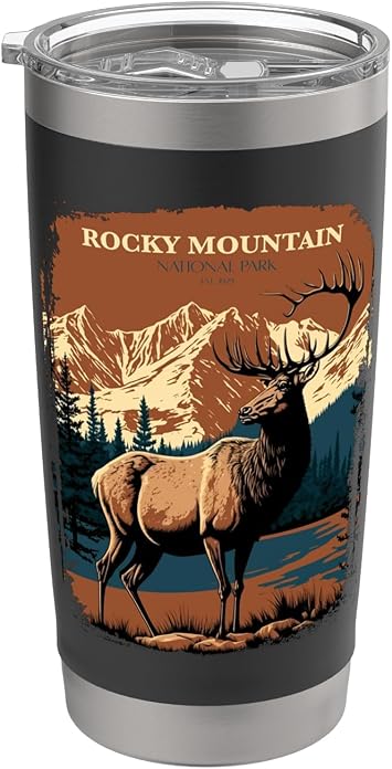 Rocky Mountain National Park Vintage Colorado Elk Souvenir Stainless Steel Insulated Tumbler