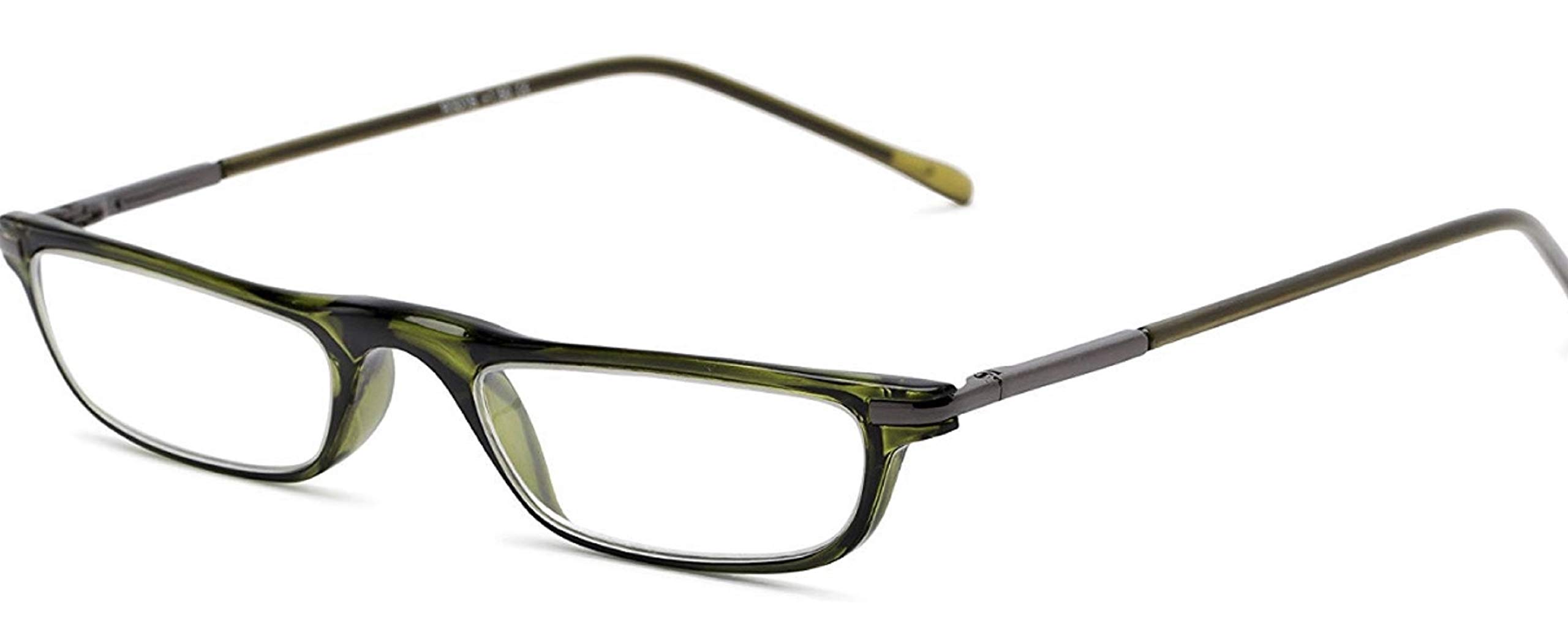 The Posh Reader Reading Glasses, Spring Hinge Metal Rectangle Frame for Men and Women + 1.00 Green