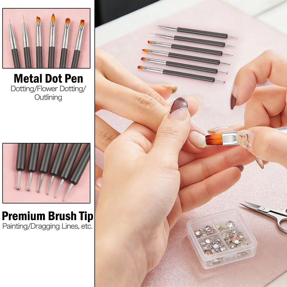 6PCS Nail Dotting Tools Double-ended Nail Art Brushes Kit Art Gel Polish Liner Brushes Design Pen For Paint — view 4