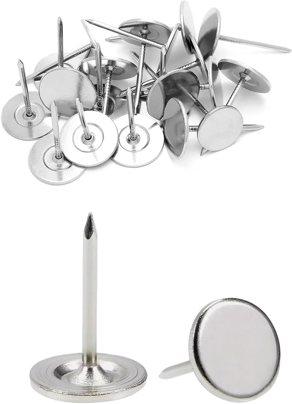 Silver Heavy Duty Thumb Tacks, Extra Long Push Pins for Upholstery, Carpets, and Wood Surfaces, 100Pcs