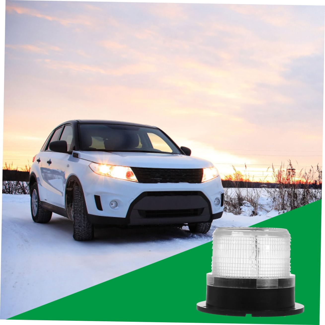 Feu D’avertissement de Toit pour Véhicule, Stroboscope Solaire LED Noir | Abs et Métal, Base Magnétique, Intensité Élevée, pour Véhicule et Camion de Secours