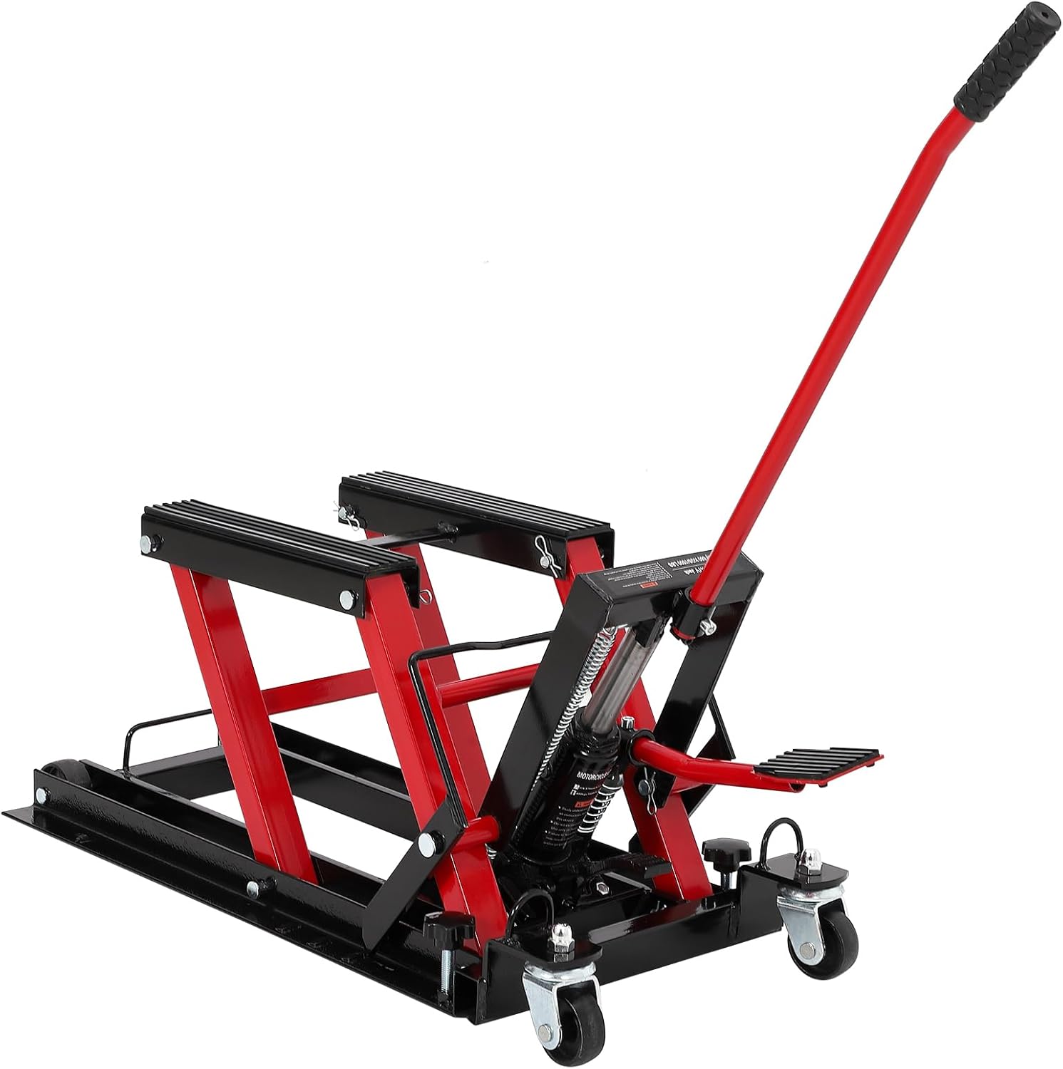 GAOMON 1500 LBS Hydraulic Motorcycle Lift Jack, ATV Scissor Lift Jack with Non-Slip Platform, 4.7-14.57" Height Adjustment & Swivel Casters, Portable Motorcycle Lift Table for ATV UTV Dirkbikes, Red