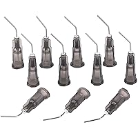 Vista 16 de JMU 100 Puntas de Dispensación Curvadas 18g, Aguja Dispensadora de Punta Roma, Puntas de Aguja de Irrigación Oral Desechables Predobladas Dentales