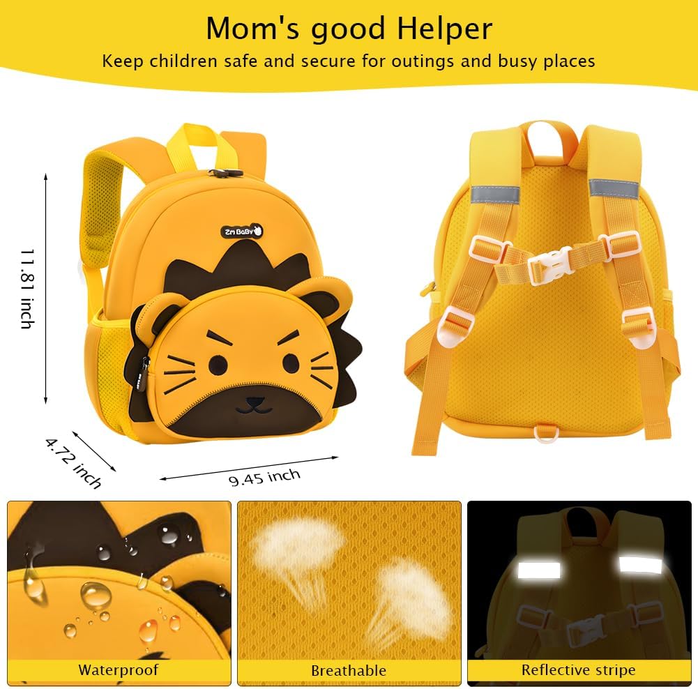 Padgene Toddler Backpacks Kids Preschool Backpack Waterproof Neoprene Animal Schoolbag Lunch backpack 3D Cartoon Mini Travel Bag for Boys Girls Ages 3-5 - Image 3