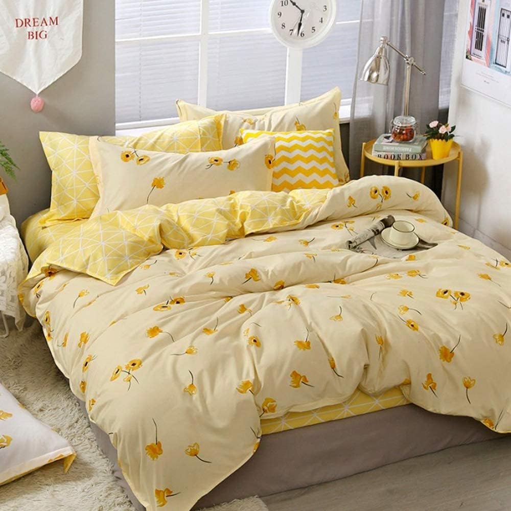Homewish Yellow Floral King Size Duvet Cover Set