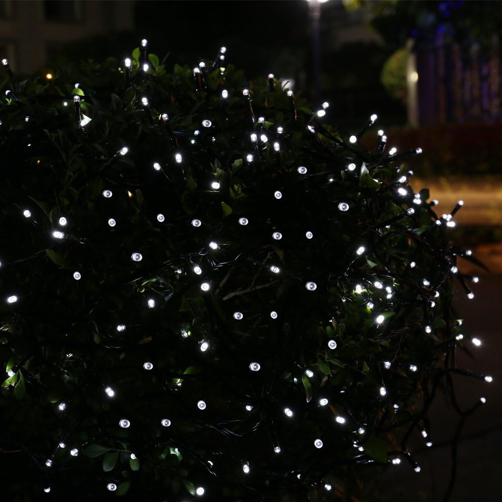 Qedertek Solar Outdoor Christmas Lights, 39ft 100 LED Fairy String Lights Decorative Lighting for Home, Lawn, Garden, Patio, Party and Holiday Decorations (White)
