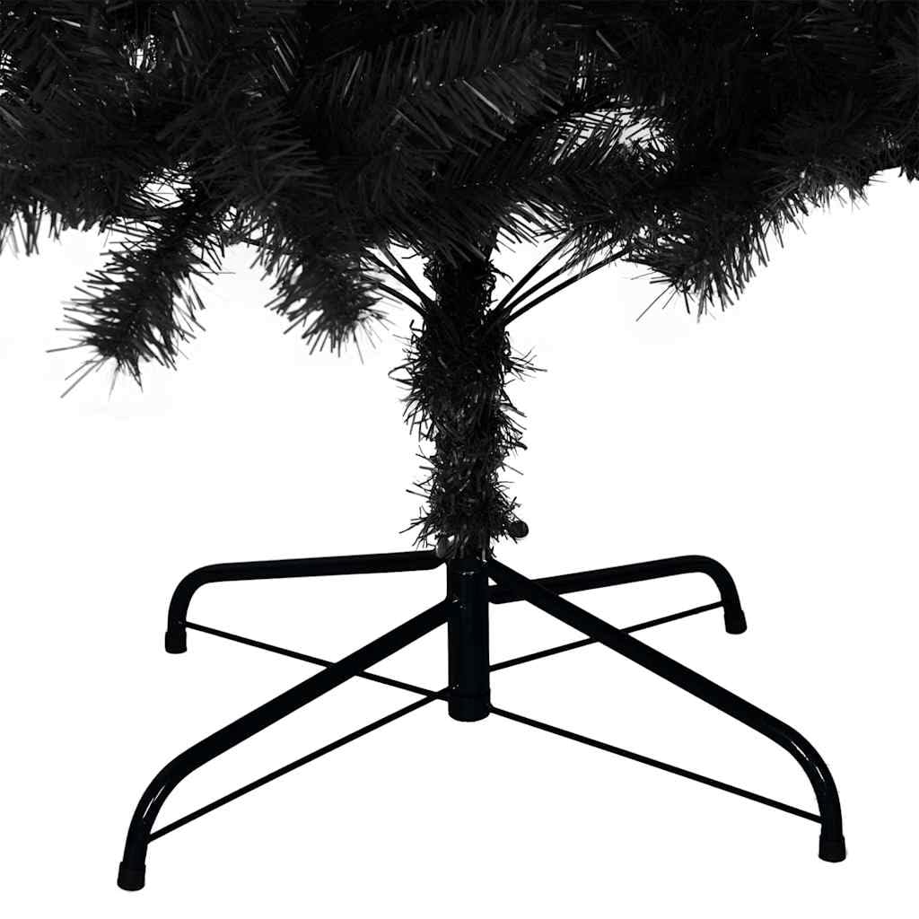Albero di Natale Artificiale Nero Sottile 180 cm con Base Acciaio