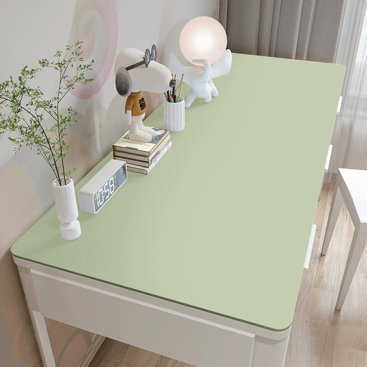 Non-Slip Desk Pad, Waterproof PU Leather Desk Blotter, Easy Clean Large Table Protector, Laptop Desk Study Writing Mat for Office Work Home (Green,80x60cm)