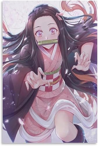 Pósteres de anime para niñas, Kamado Nezuko Kawaii, póster para habitación de niñas, dormitorio, apartamento, juego, decoración en lienzo, póster