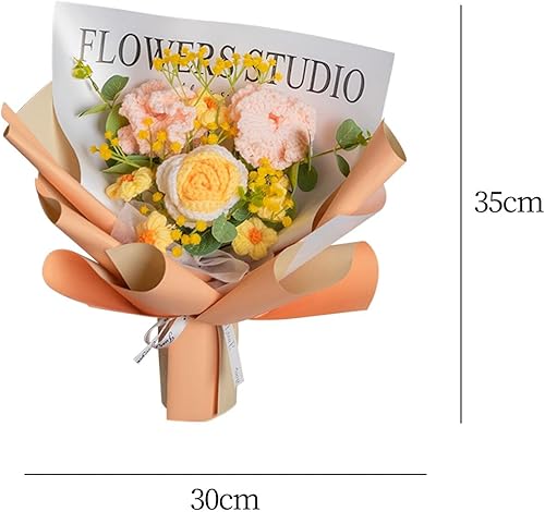 Miniatura 3 de Ramo de flores de ganchillo hecho a mano, flores artificiales, decoración del hogar, centro de mesa, plantas sintéticas para cumpleaños, estantes,