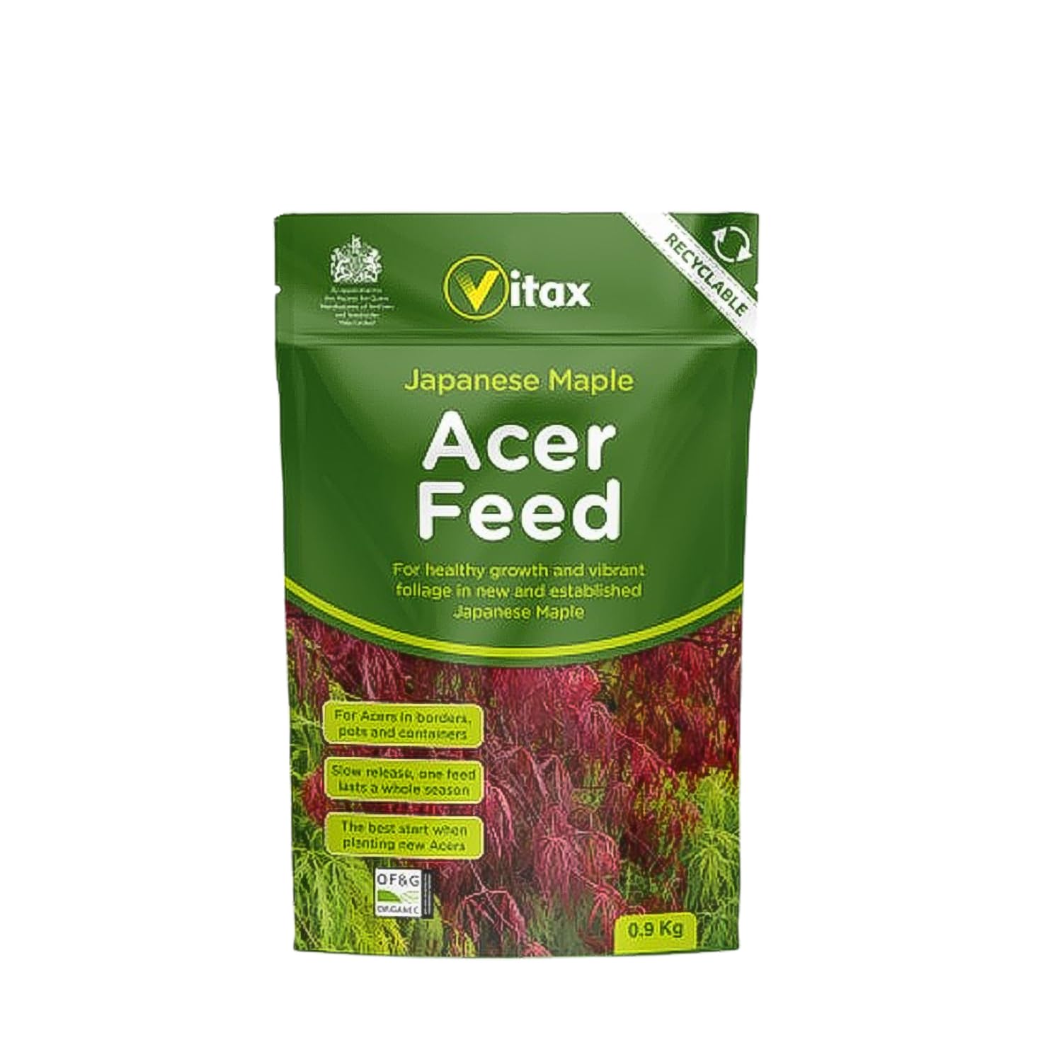 Vitax Acer Feed Granular 0.9kg Fertiliser for Maple Plant Nutrition Boosts Root Strength, Leaf Colour & Plant Health Ideal for Pots, Borders & Containers