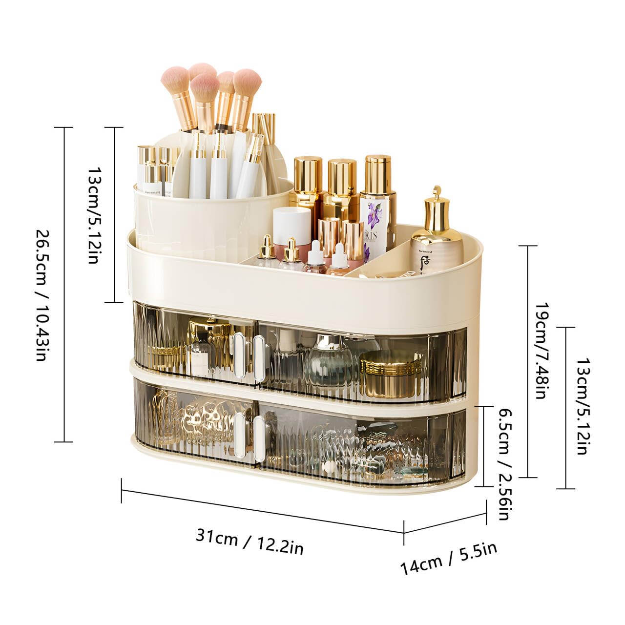 Makeup Organizer Bagno Porta Trucchi Organizer Contenitore Trucchi Portatrucchi Organizzatore per Cosmetici Comò Camera da Letto