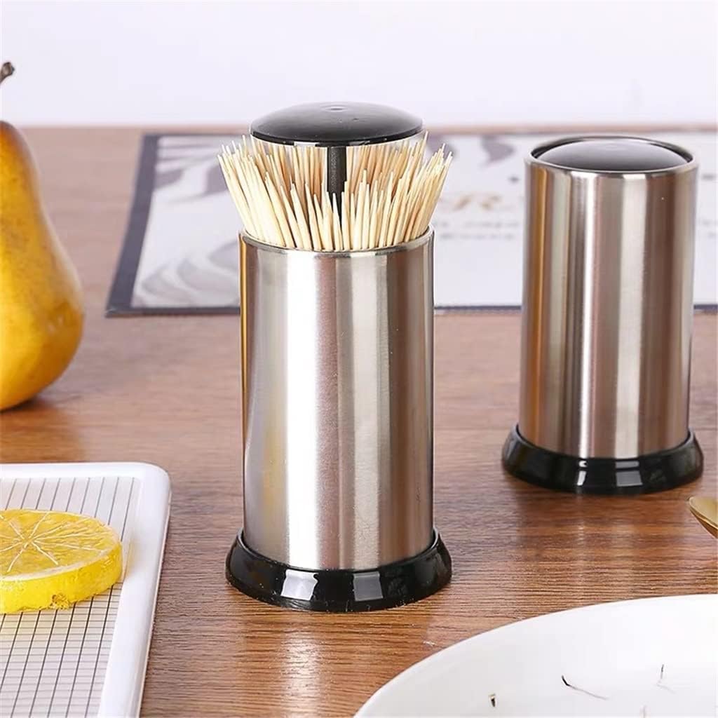 Toothpick Box, Toothpick Holder,Toothpick Dispenser,Stainless Steel Toothpick Press Box Holder Kitchen Storage Box Toothpick Storage Box