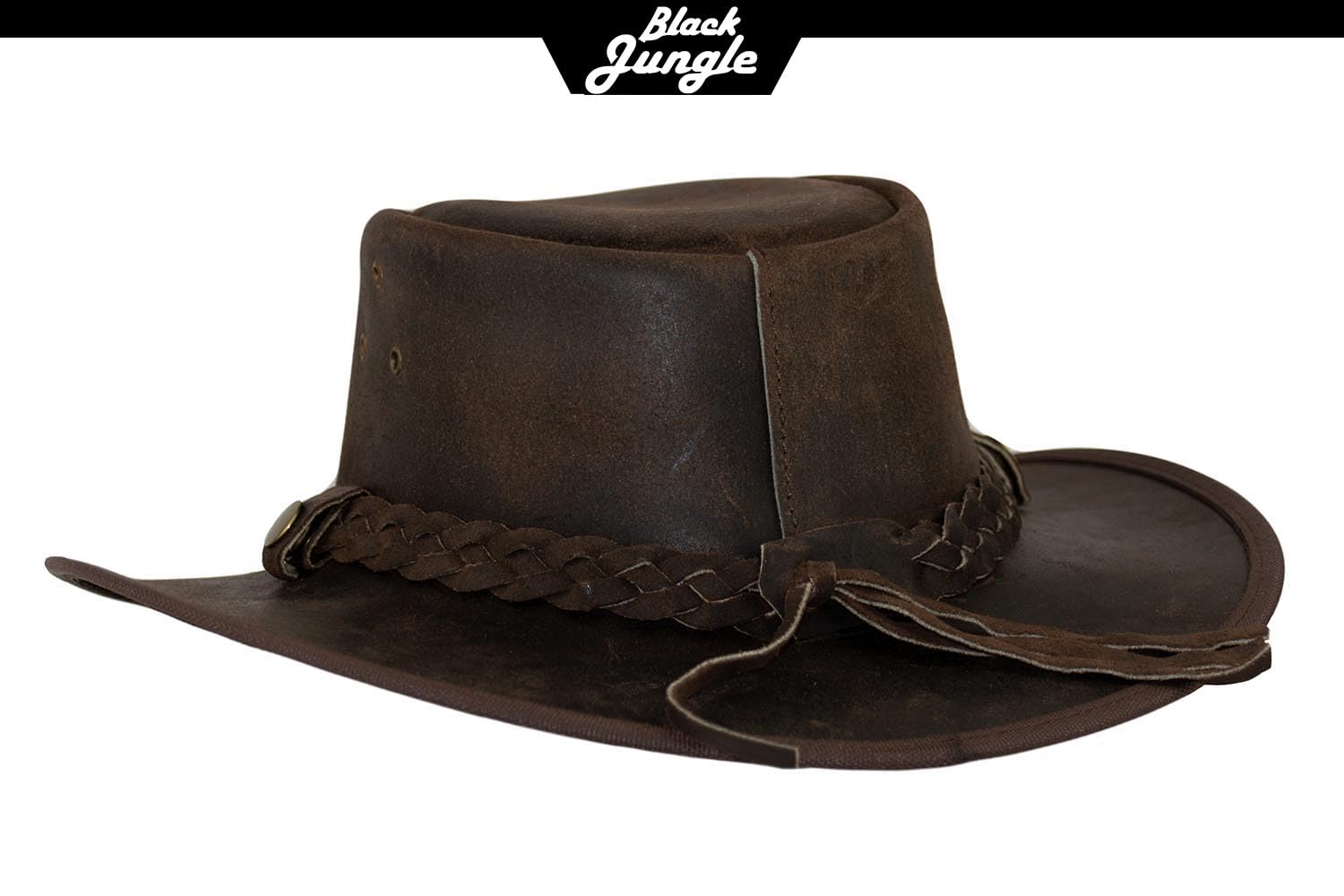 Black Jungle - Bulat Chapeau en Cuir Western Chapeau de Cow-Boy Australien