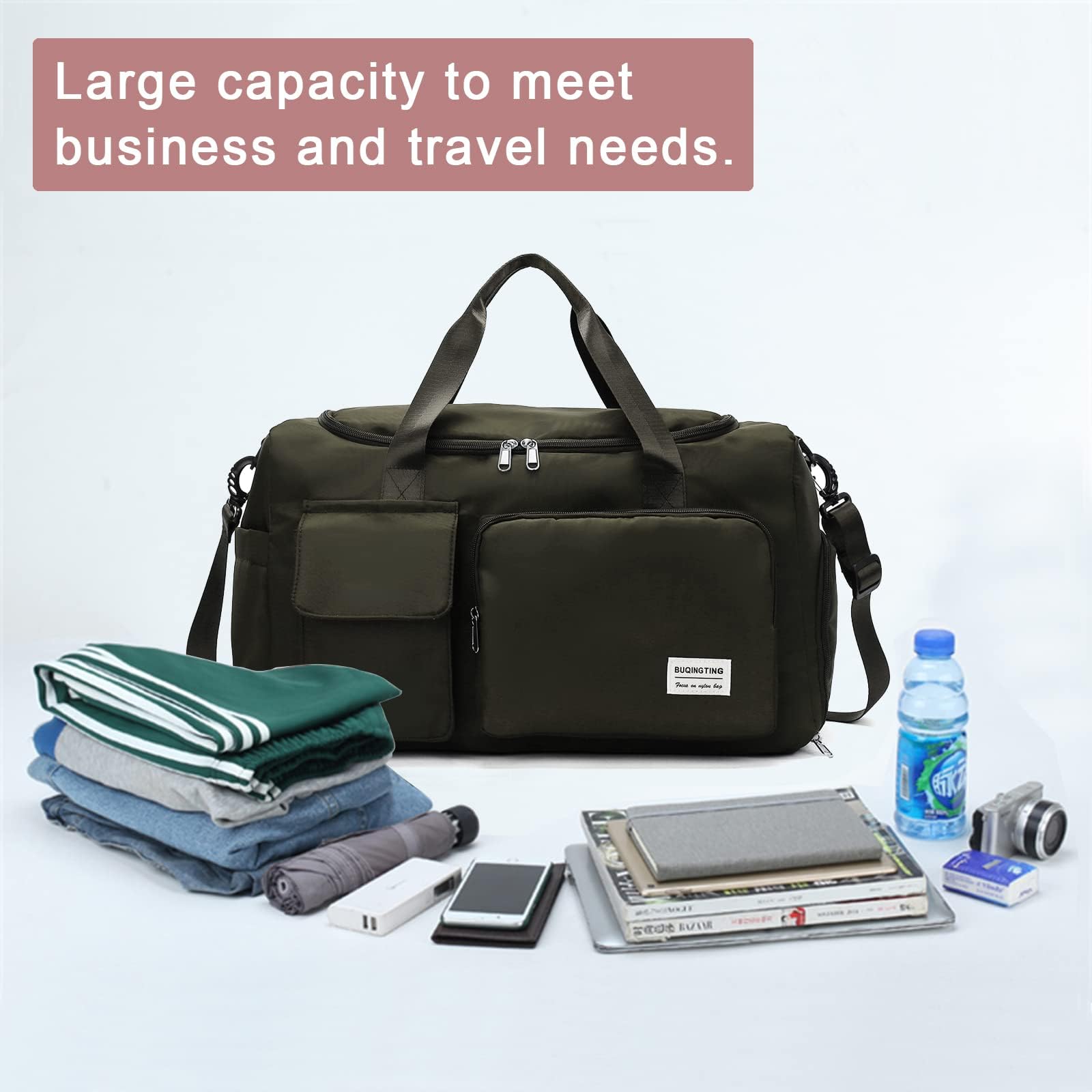 Bolsa de deporte para hombres y mujeres, 42 L, bolsa de viaje impermeable, bolsa de deporte con compartimento para zapatos, compartimento húmedo y función de mochila, bolsa de viaje, bolsa de
