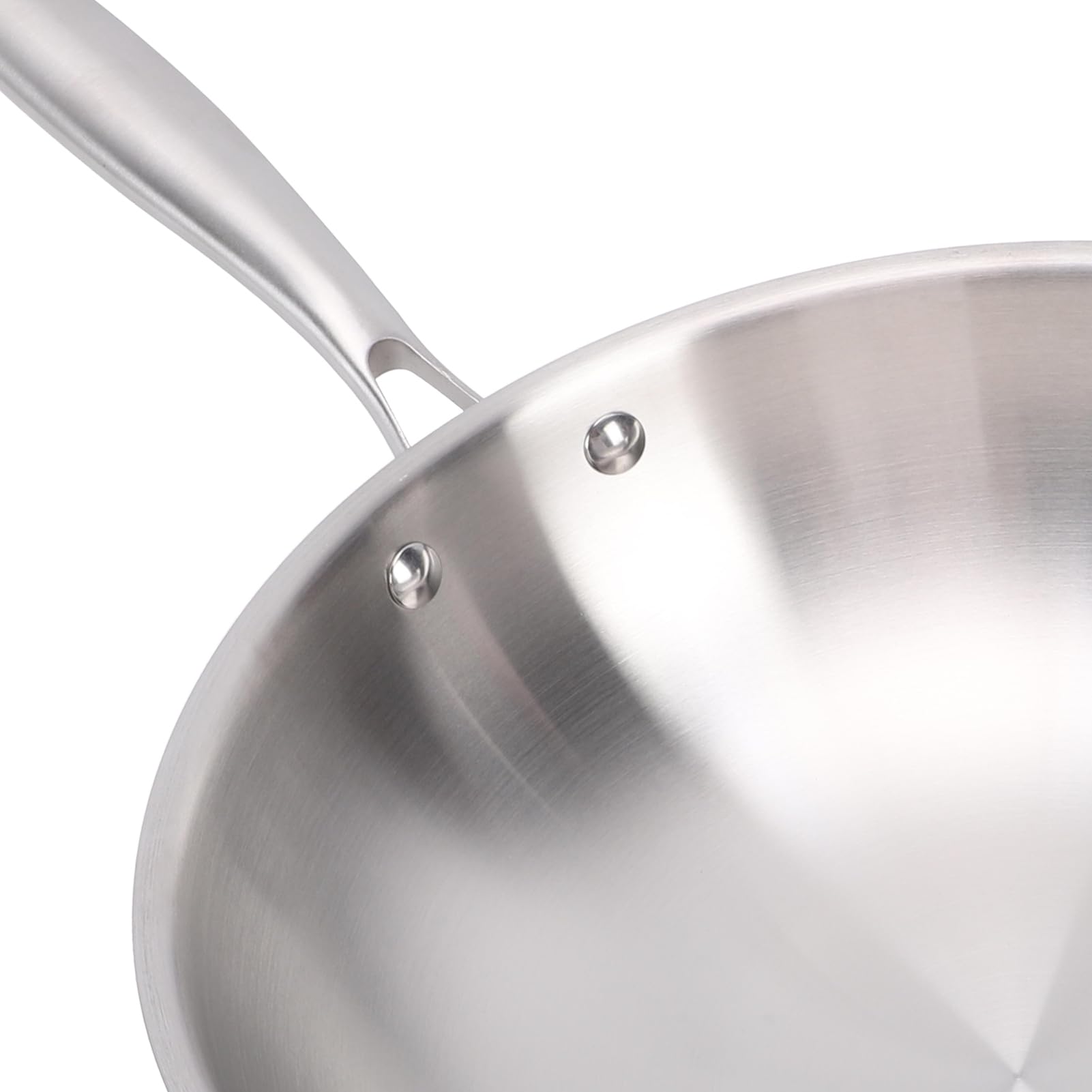 Cocoarm Wok de Acero Inoxidable, Acero Inoxidable 304 de Grado Alimentario con Núcleo de Aluminio para un Calentamiento Rápido y Uniforme, Compatible con Inducción, Apto para (34CM)