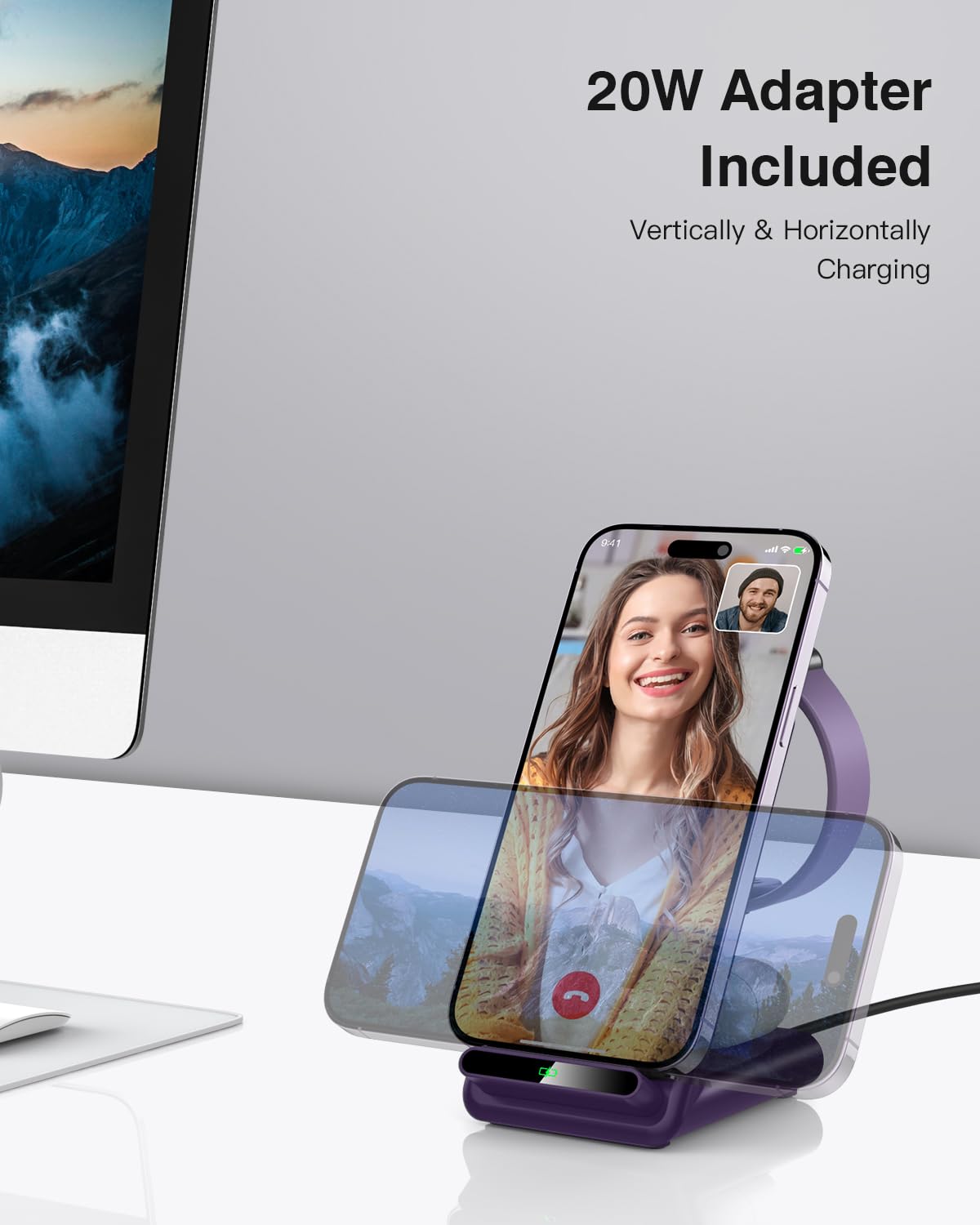 QKXC Bezprzewodowa stacja ładująca, uchwyt 3 w 1, pasuje do Apple Watch Ultra 9, 8, 7, 6, SE, 5, 4, 3, szybka ładowarka do iPhone'a 15/15 Plus/15 Pro Max / 14/13/12/11/X, AirPods Pro (z adapterem