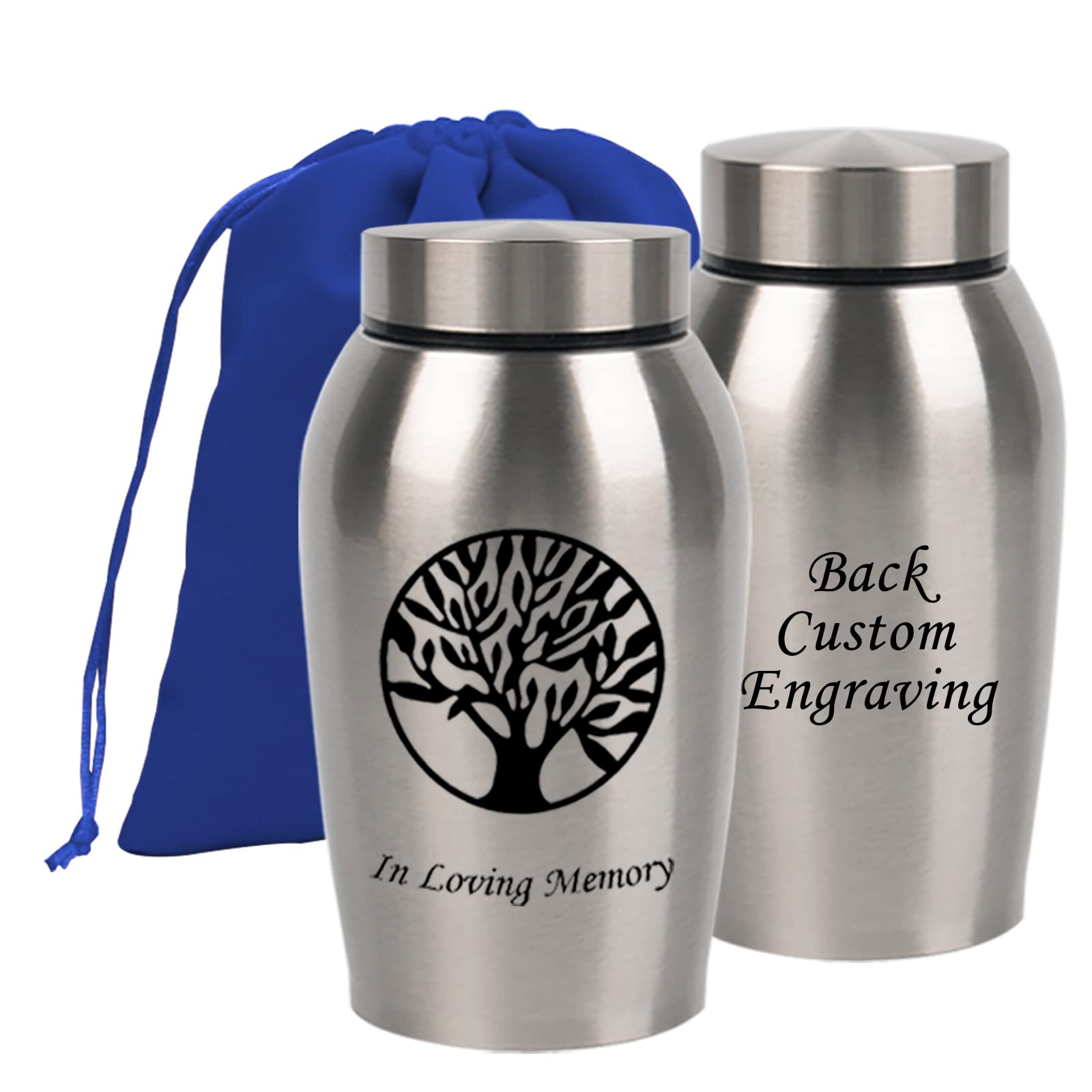 Tree of Life Urns for Human/Pet Ashes Burial or Memorial Cremation Urn for Ashes for Adults Keepsake urn in Loving Memory Decorative Funeral Burial Urn with Velvet Bag (Silver Urn Customize)