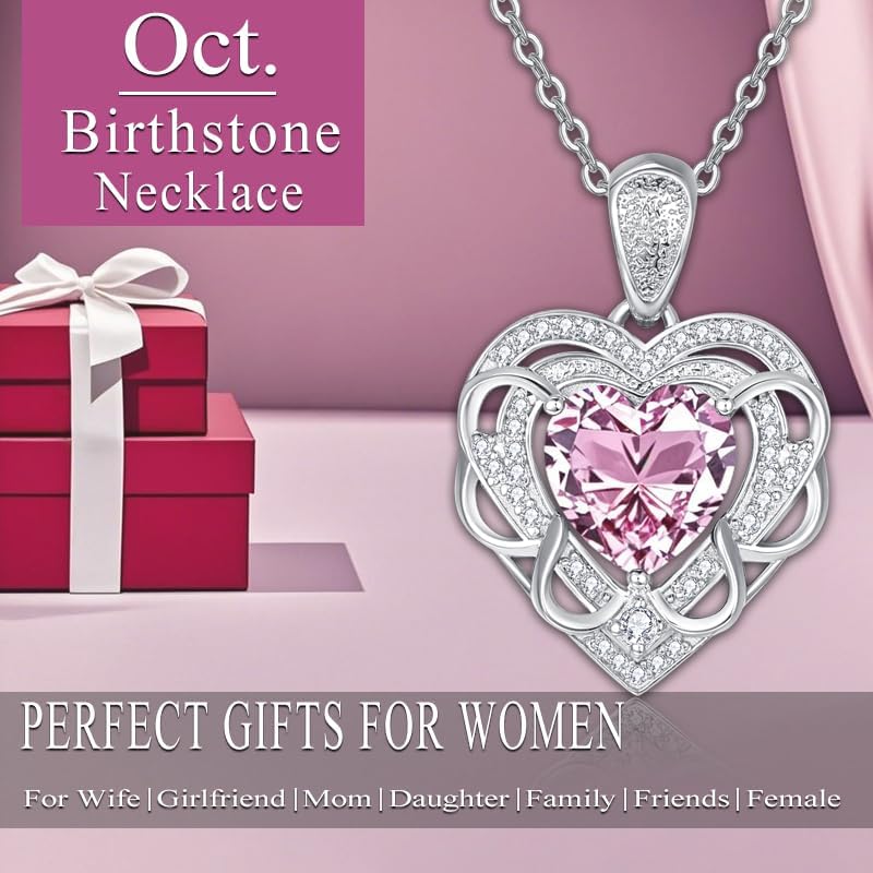 HeartMelody Heart Necklaces for Women Mom 18K/14K Gold/Rose/White Gold Necklace with Love Heart Birthstone Pendant Womens Jewelry Fashion Wedding Anniversary Birthday Gifts for Wife Her - Image 3