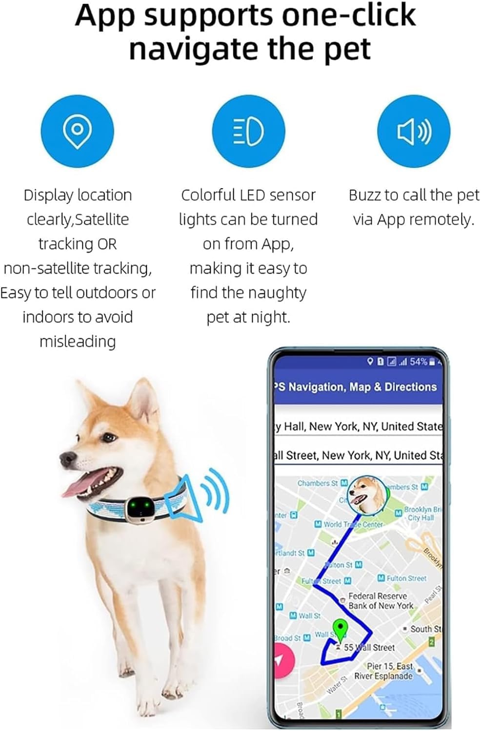 Valla inalámbrica recargable GPS para perros con collar de seguimiento, monitor de voz y alarma de batería baja incluidos