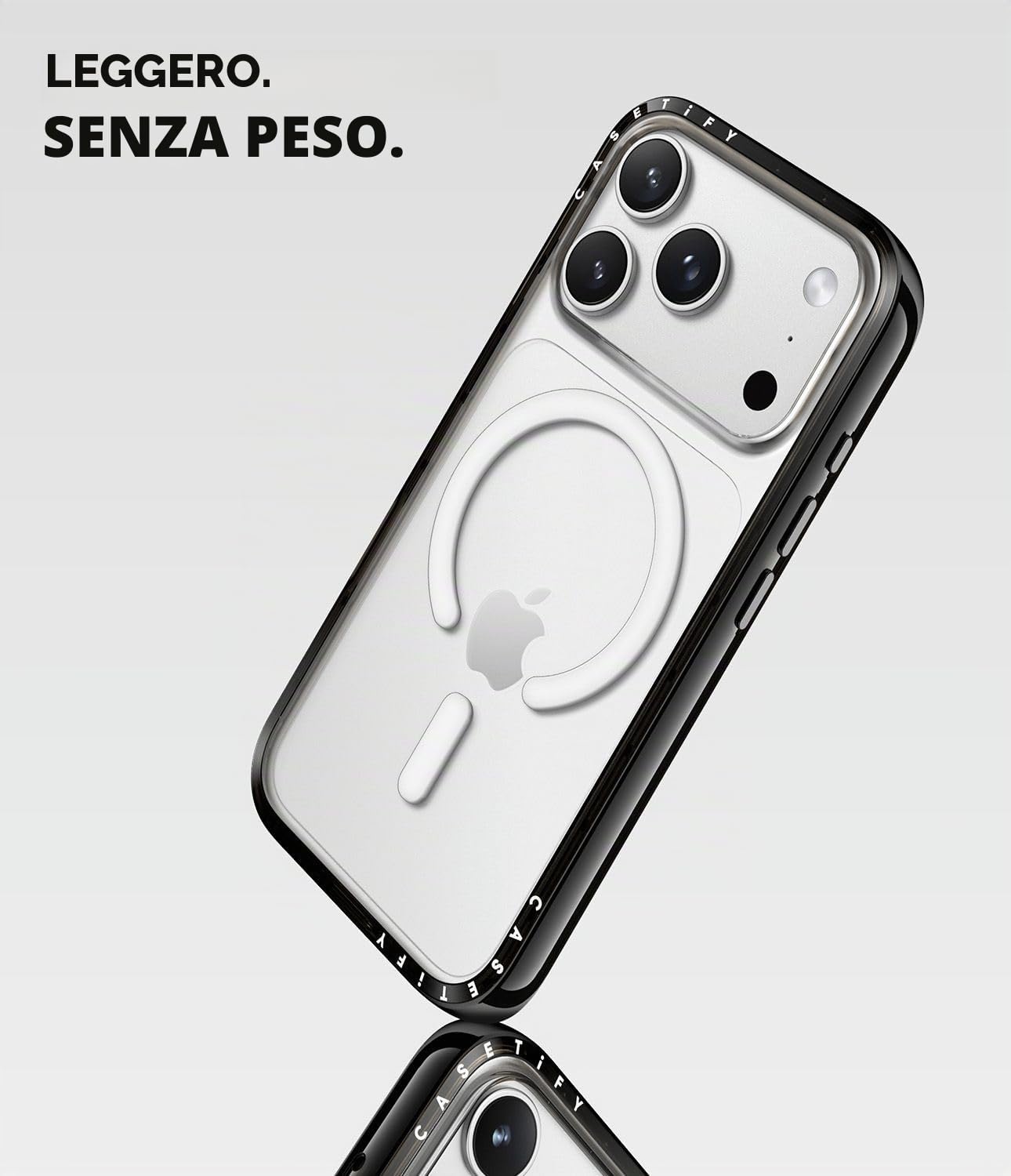CASETiFY Magsafe - Custodia compatta per iPhone 17 Pro, leggera, sottile, compatibile con Magsafe, colore: Nero trasparente