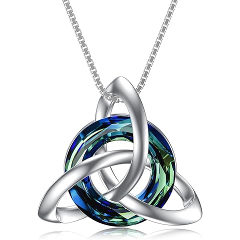 TOUPOP Christmas Gifts for Women Celtic Knot Necklace Sterling Silver Trinity Knot Pendant Necklaces with Crystal Irish Jewelry Anniversary Birthday Gift for Her Wife Girlfriend Mom Daughter