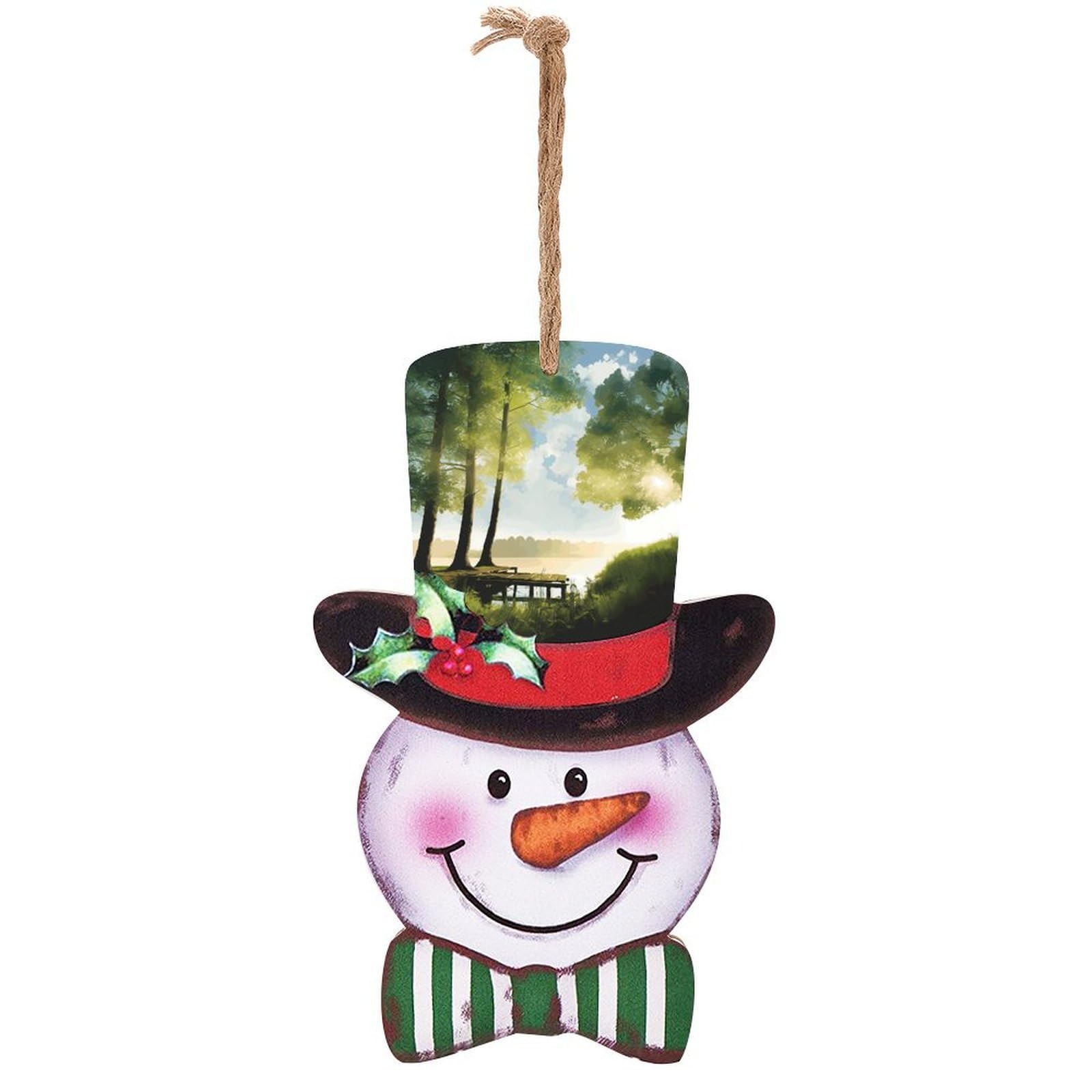 Plaque en bois bonhomme de neige pour illuminer votre entrée de Noël